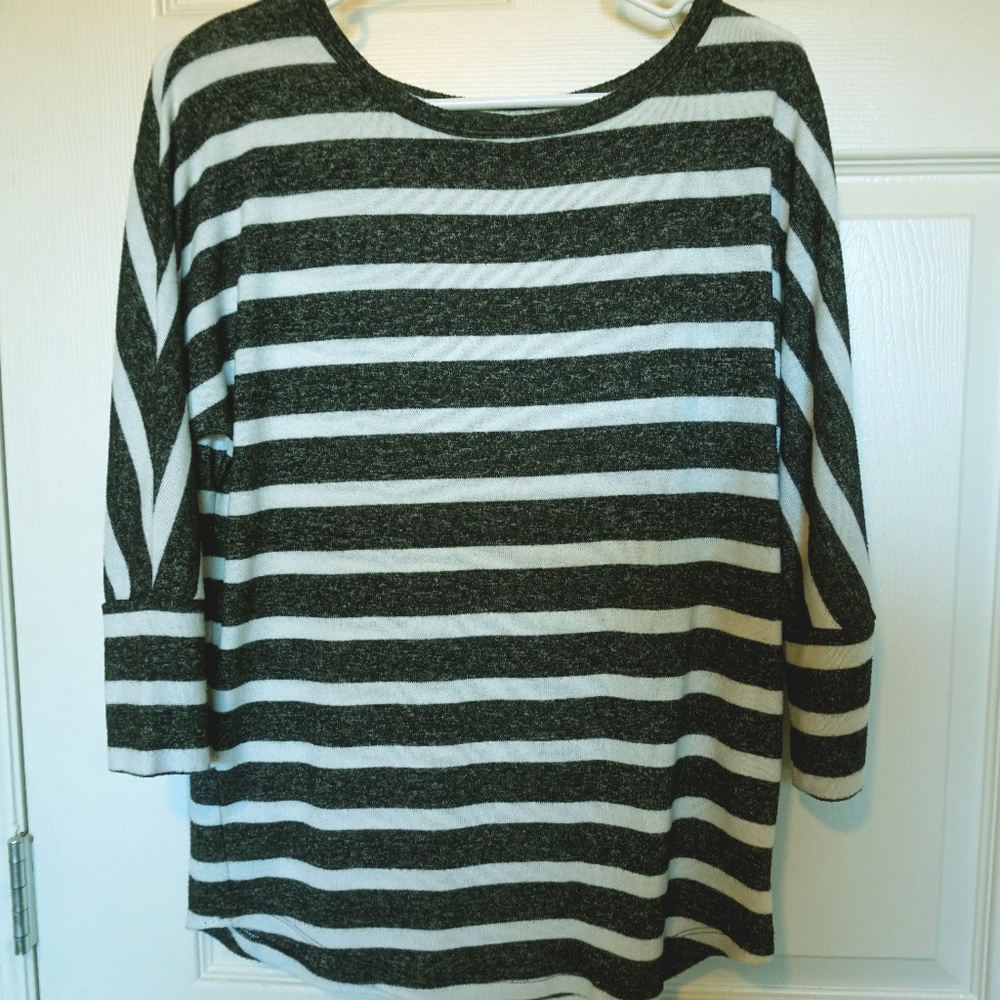 Soft Black and White Striped Blouse